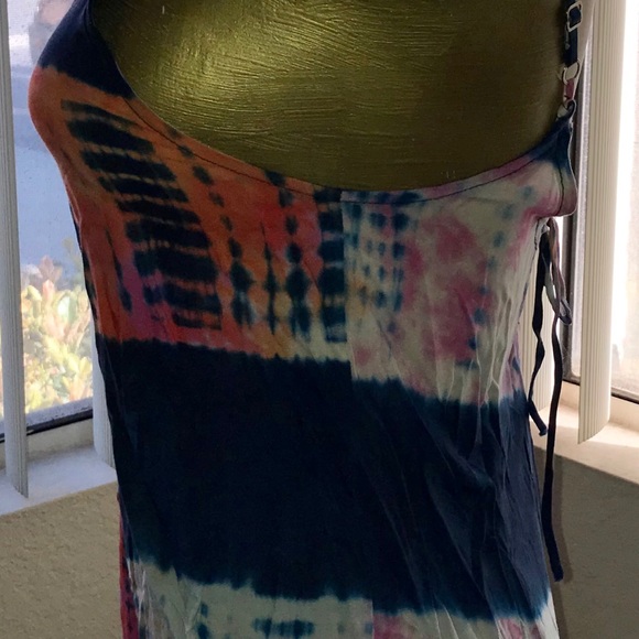 SALE! Cute TIE-DYED Ruffled Leg Silk Shorts ROMPER S - Picture 2 of 4